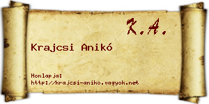 Krajcsi Anikó névjegykártya